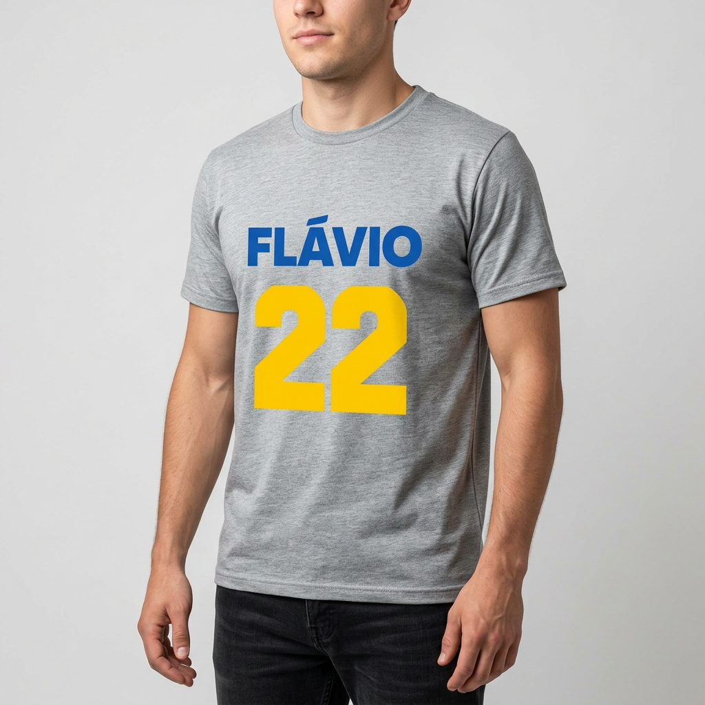 Camiseta Flávio 22 Mescla Cinza mescla - foto 2